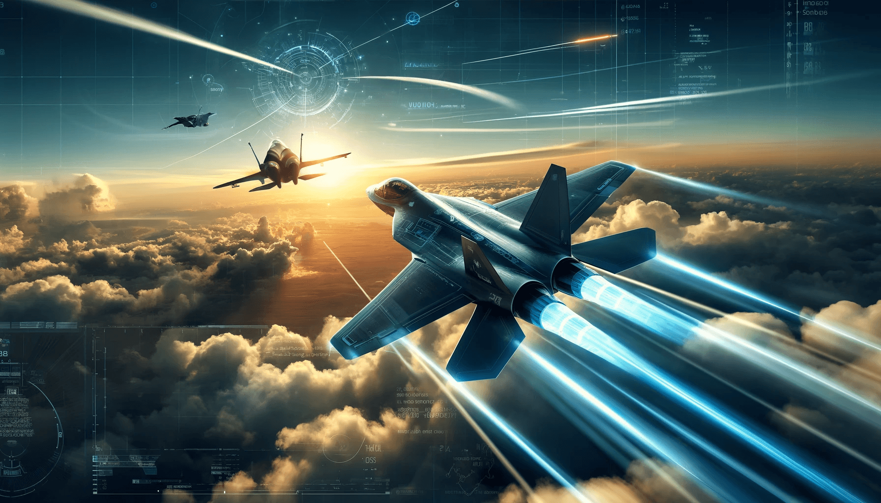 AI-generated image of two aircrafts battling in the air