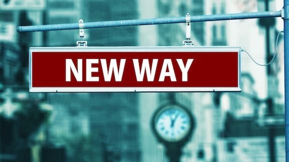 Road sign with the text "new way"
