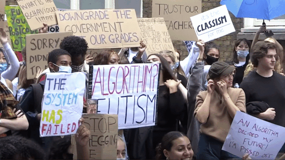 Protest in the UK and information about grading algorithm