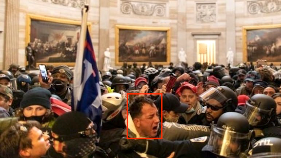 Face detection being used on a person during assault on the U.S. Capitol