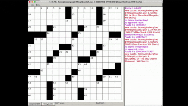 Crossword solving during a major puzzle competition