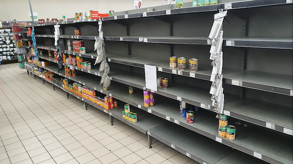 Supermarket empty shelves