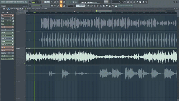 Digital audio workstation playing a mixed record