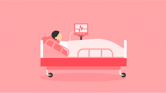 Illustration of a patient in a hospital bed