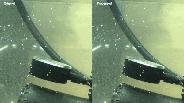 Original vs processed image checking for leaks on a compressor