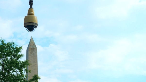 A surveillance camera over the Washington Monument