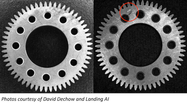 Left: flawless gear | Right: gear with a defect
