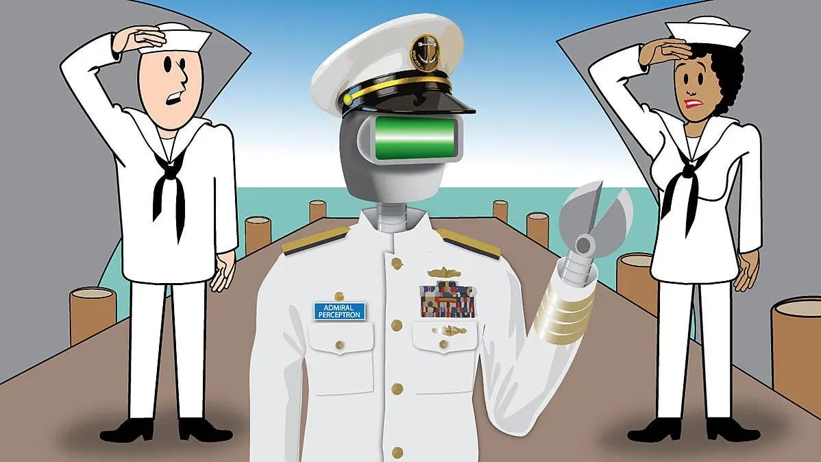 Illustration of a robot with a captain costume 