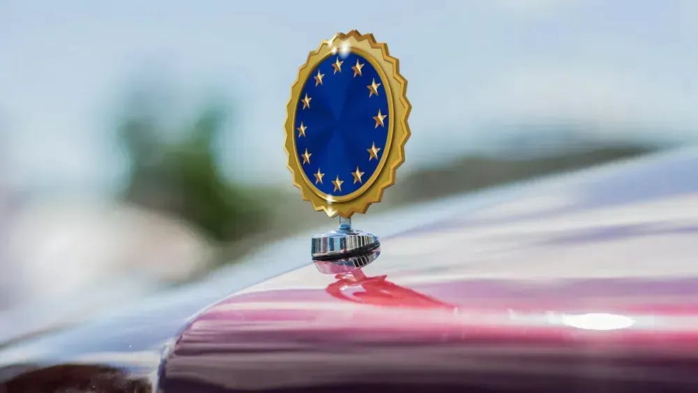 EU badge in a vehicle's hood