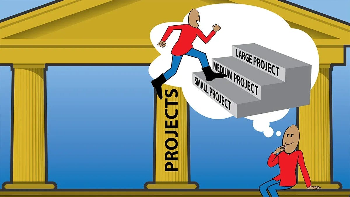 An illustration of a person thinking about his projects pillar 
