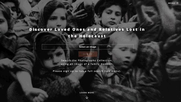 An animation shows an AI-powered system called From Numbers to Names, which identifies Holocaust victims in photographs.