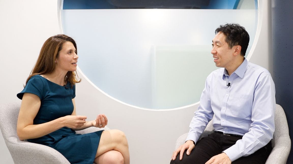 Christine Payne (left) and Andrew Ng (right) having a conversation
