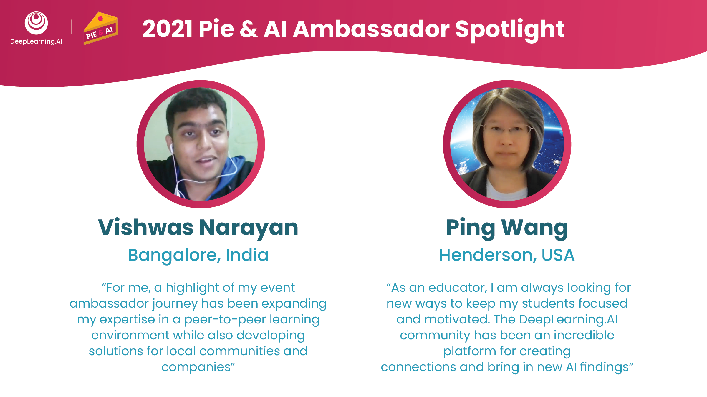 2021 Pie & AI Ambassador Spotlight: Vishwas Narayan & Ping Wang